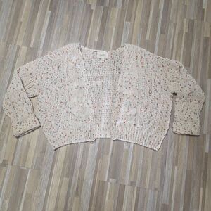 🇬🇪🔹️Jessica Simpson Cream Popcorn Open Front Sweater Medium